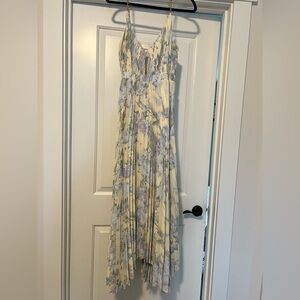 Astr Yellow and Lavender Floral Maxi Dress